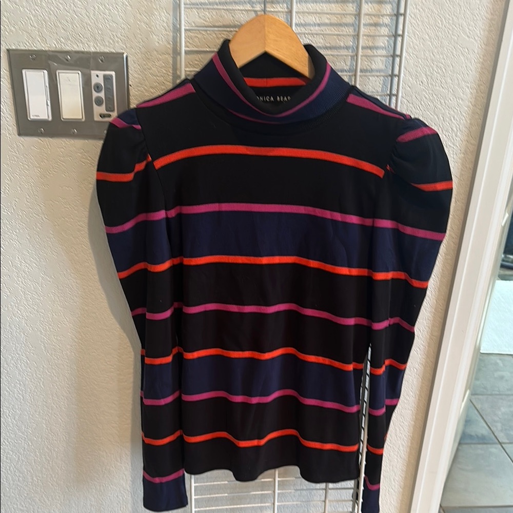 Veronica Beard Black and Purple Turtleneck